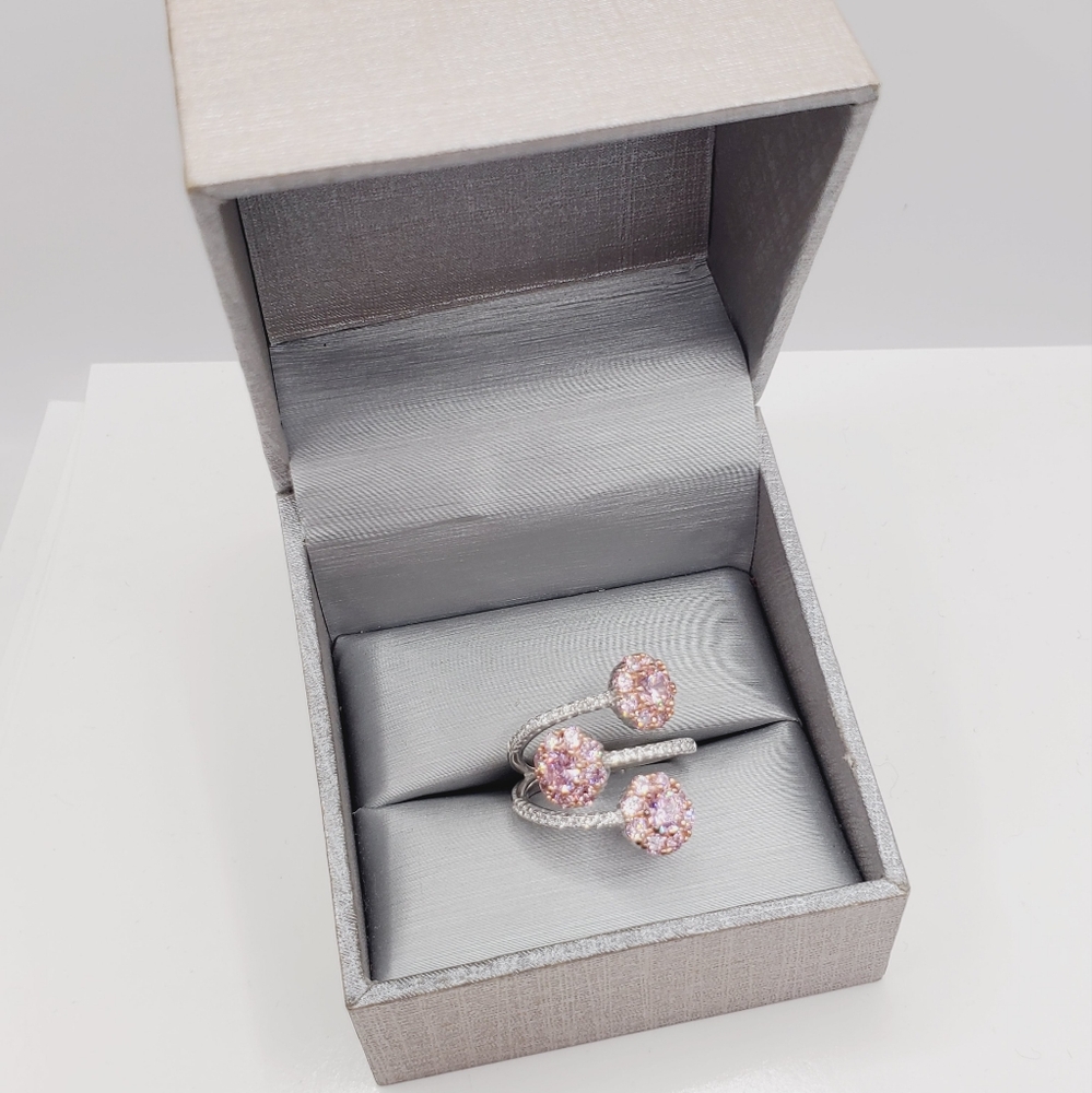 Pink Ice Triple Flower Ring - Picture 10 of 10
